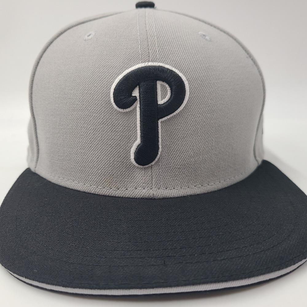 Philadelphia Phillies Hat Fitted 7 5/8 New Era 59Fifty Gray Black MLB Baseball - Picture 2 of 12